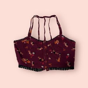 Garage floral maroon crop top